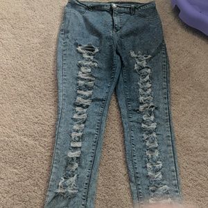 Womens destroyed jeans